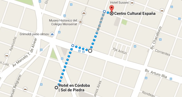 Mapa del centro cultural españa cordoba y hotel sol de piedra